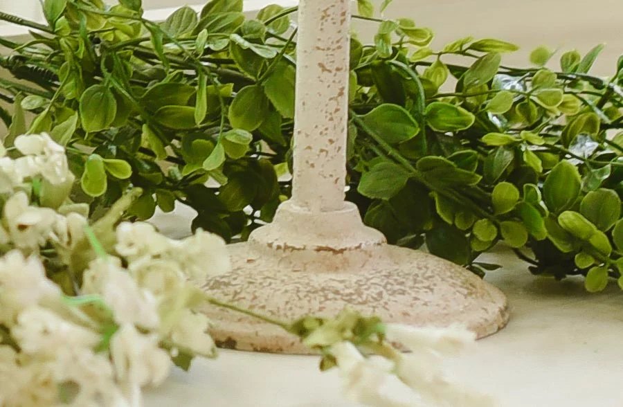 Chippy White Taper Candlesticks, Set of 2