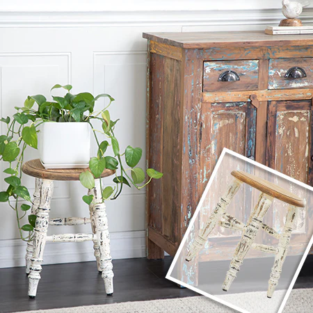 Distressed Wooden Stool