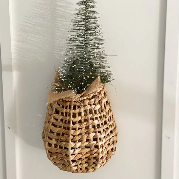 Wall Basket with Faux Leather Handle