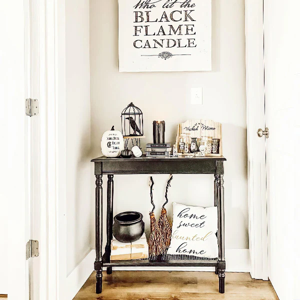 Black Wood Traditional Rectangle Console Table