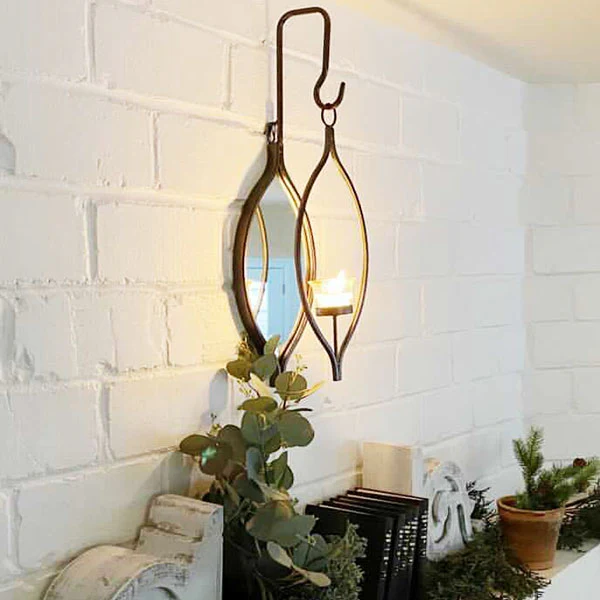 Wall Mounted Iron Votive with Mirror