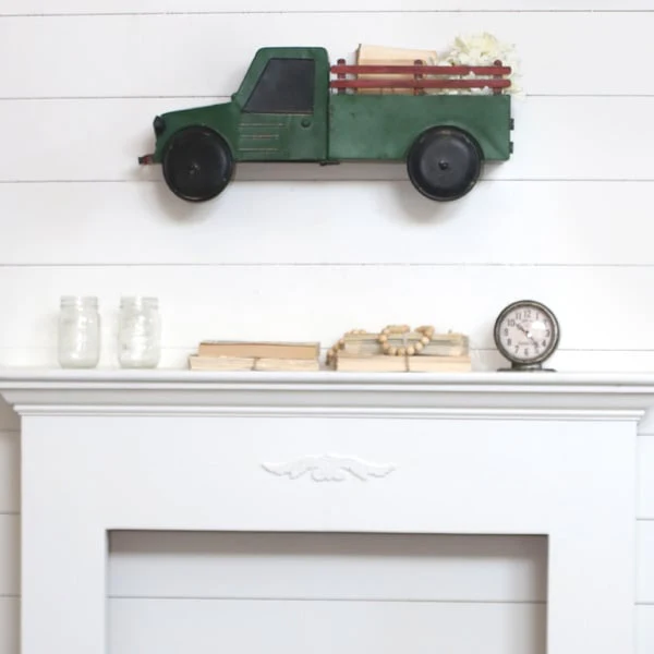 Distressed Green Truck Wall Shelf