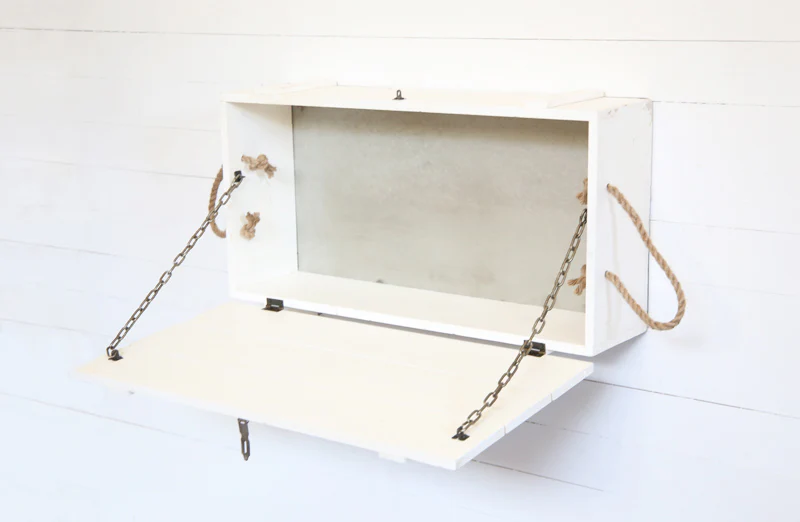 *HUGE* White Washed Wooden Box Shelf