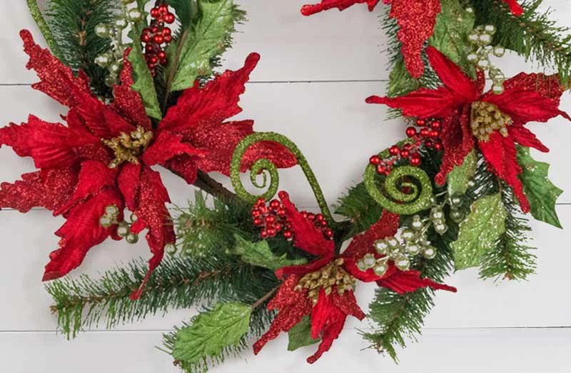 Glittered Poinsettia Wreath