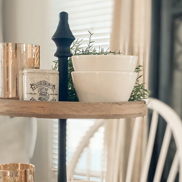 Natural Wood and Metal Display Stand