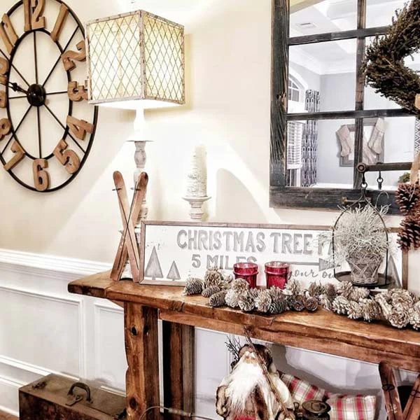 *HUGE* Rustic Wood and Metal Wall Clock