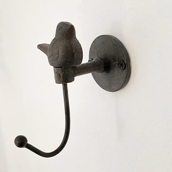 Cast Iron Underbrush Bird Wall Hooks, Set of 4
