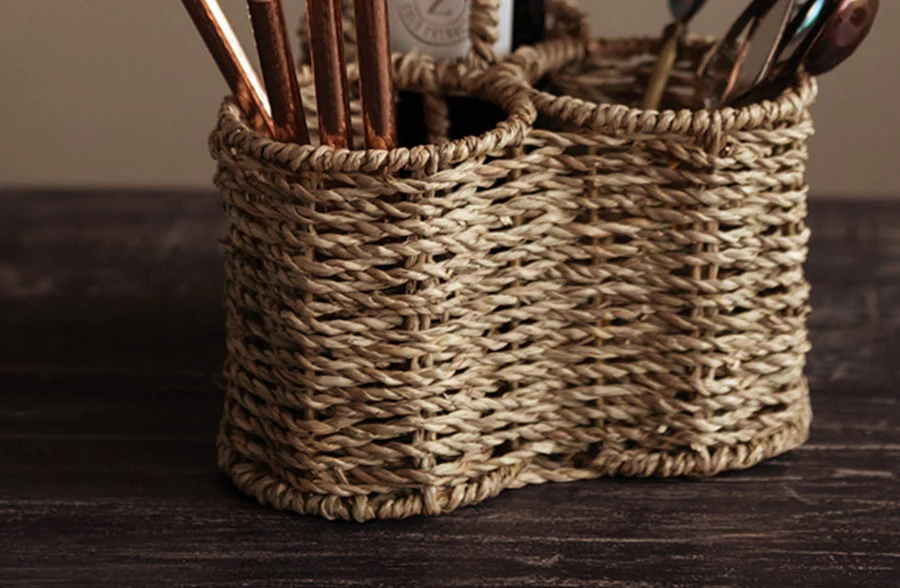 Woven Seagrass Utensil Caddy