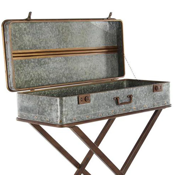 Grey Metal Farmhouse Suitcase Table