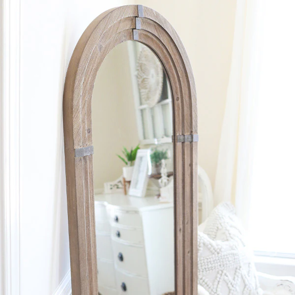 Stacked Edge Wooden Arch Floor Mirror