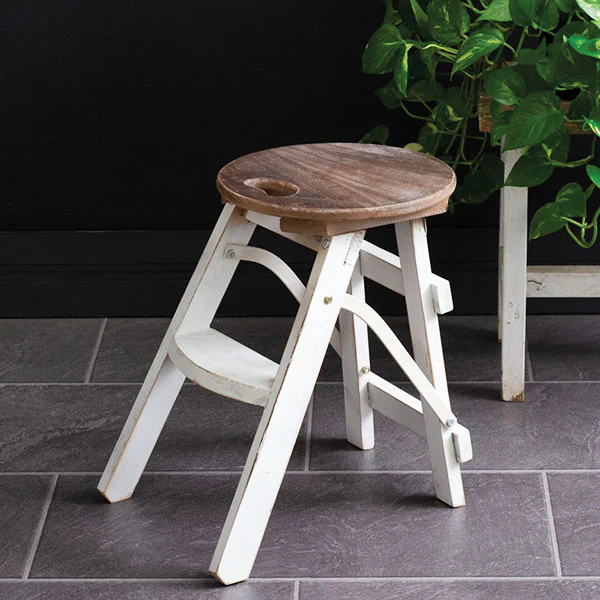 Folding Farmhouse Stool Plant Stand