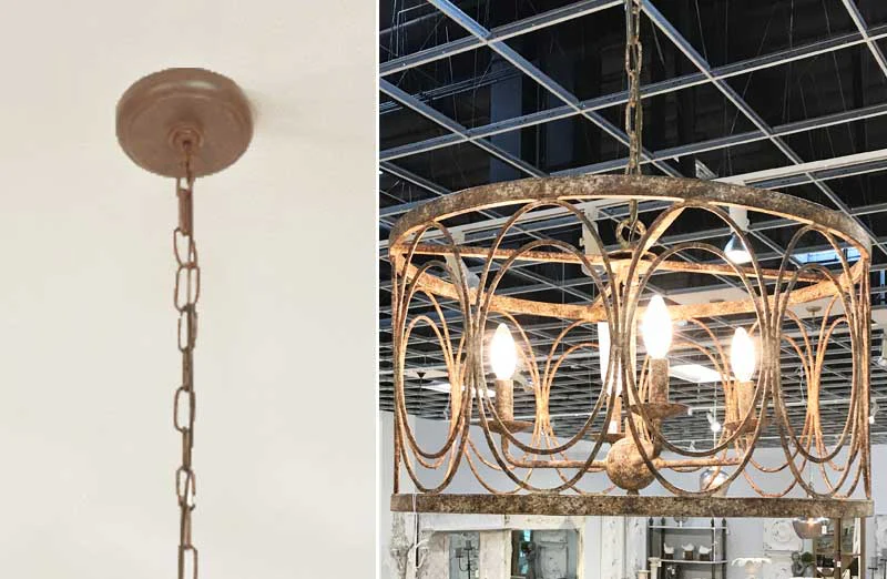 HUGE Distressed Rustic Drum Cage Chandelier