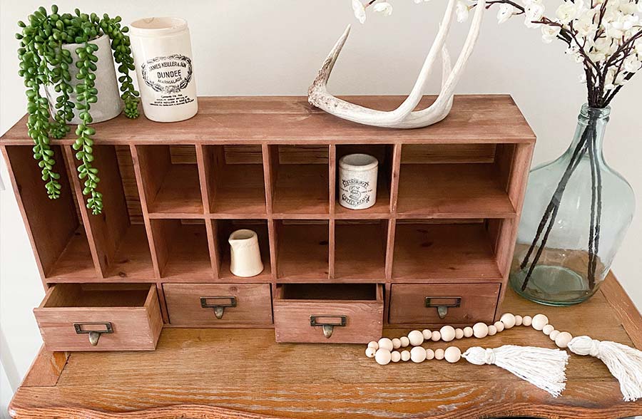 Wooden Cubby Organizer with Drawers