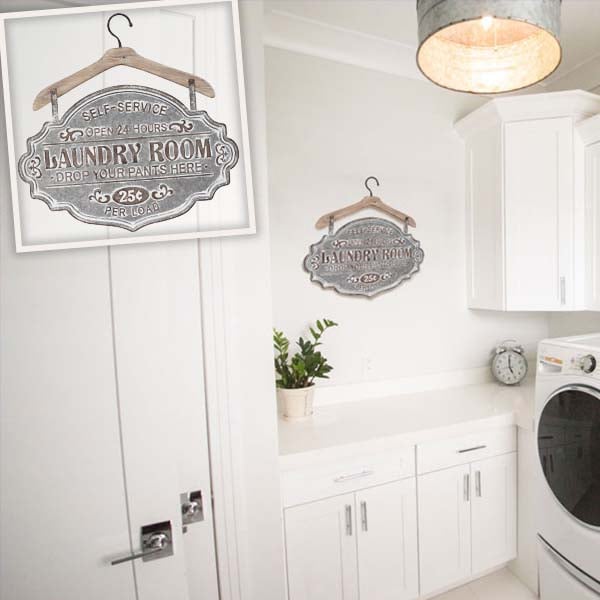 Distressed Laundry Sign On Hanger