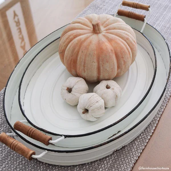 Oval Distressed Enamel Trays  Set of 2