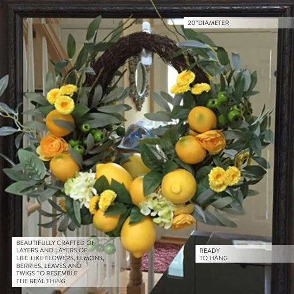 Fresh Citrus and Lush Floral Spring Wreath