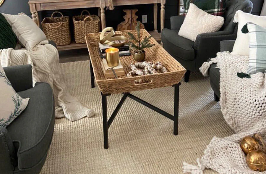 Woven Hyacinth Tray Top Coffee Table