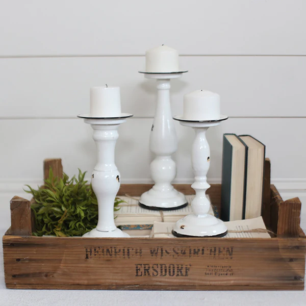 Distressed Candle Holders. Set of 3