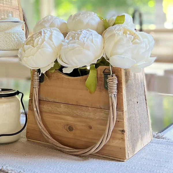 Eco Friendly Wood Planters with Straps, Set of 3
