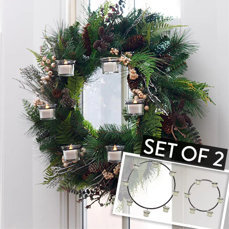 Wreath Votive Candle Holders, Set of 2