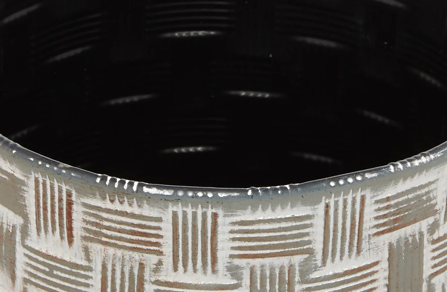 Distressed Basket Weave Textured Canisters, Set of 2