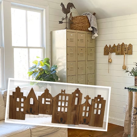 Wooden Houses Skyline Wall Hooks