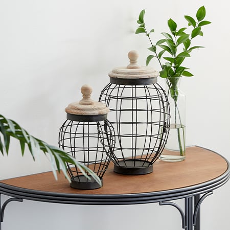 Caged Display Baskets With Lids, Set of 2