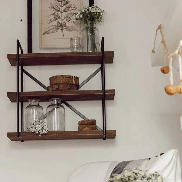 Three Tier Crossback Floating Shelf