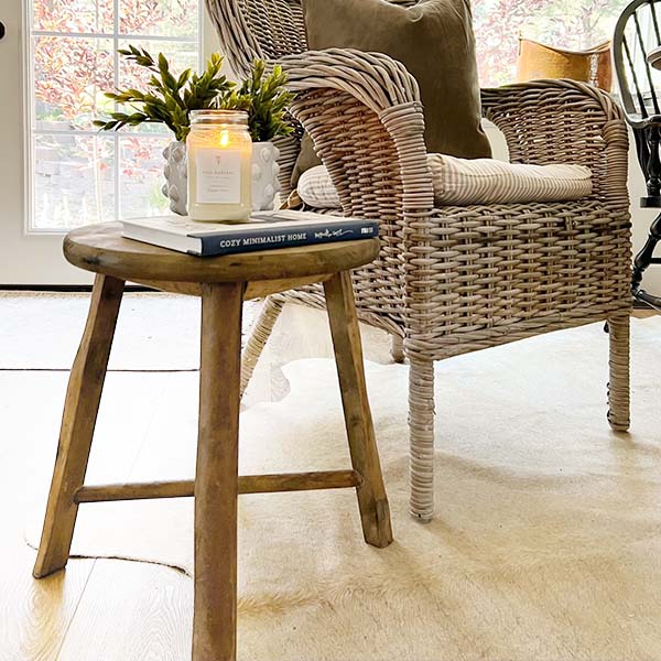 Natural Weathered Wood Farmhouse Milking Stool