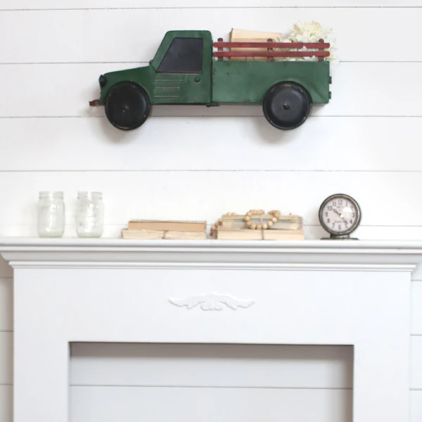 Distressed Green Truck Wall Shelf