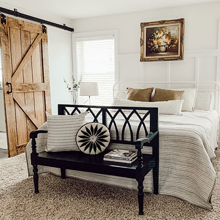 Black Wooden Cross Back Bench