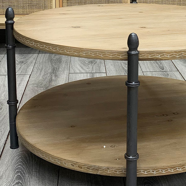Round Wooden and Iron Coffee Table