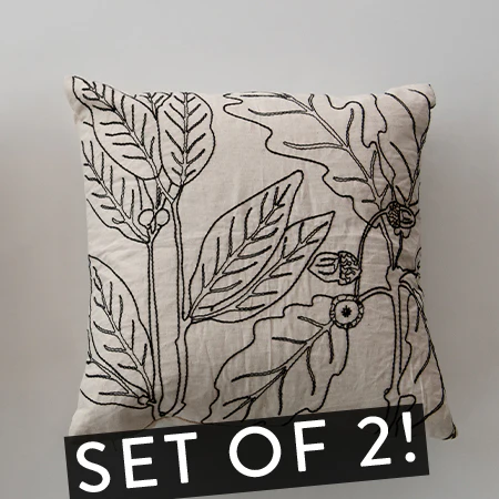 Botanical Embroidery Throw Pillows, Set of 2