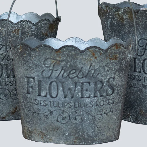 Scalloped Flower Buckets, Set of 3