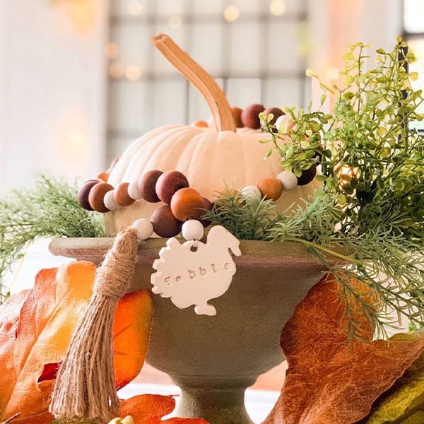 Thanksgiving Wooden Bead Garland, Set of Four