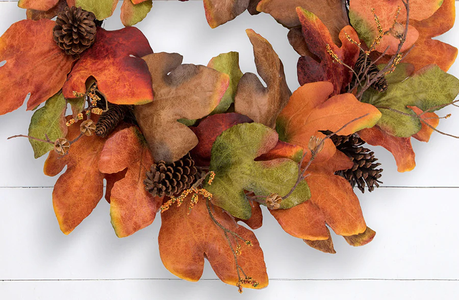Pinecone Maple Leaf Wreath With Berries