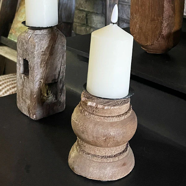 FOUND Antique Furniture Leg Candle Holders Set of 3