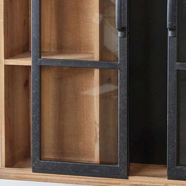 Rustic Glass Barn Door Wall Cabinet