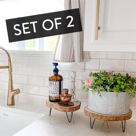 Paulownia Wood Pedestal Risers, Set of 2