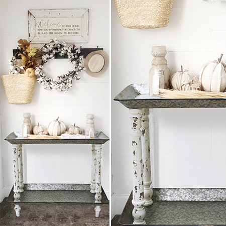 Galvanized Rustic Metal Tray Accent Table
