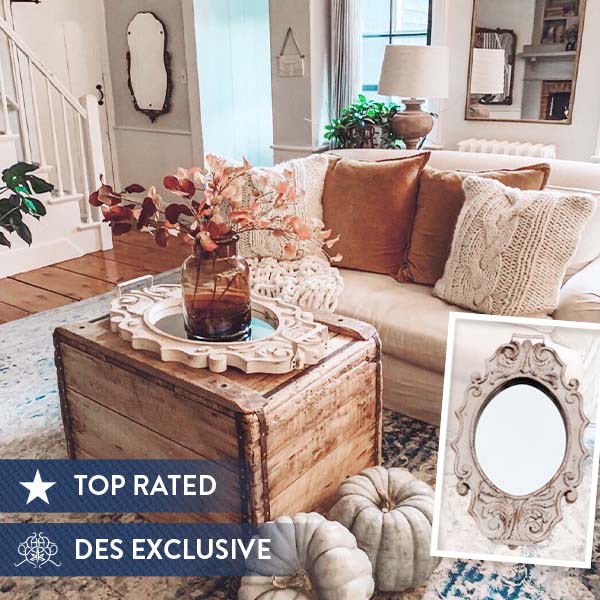 Distressed Victorian Wood Tray and Mirror, 2-in-1 Steal | DES Exclusive