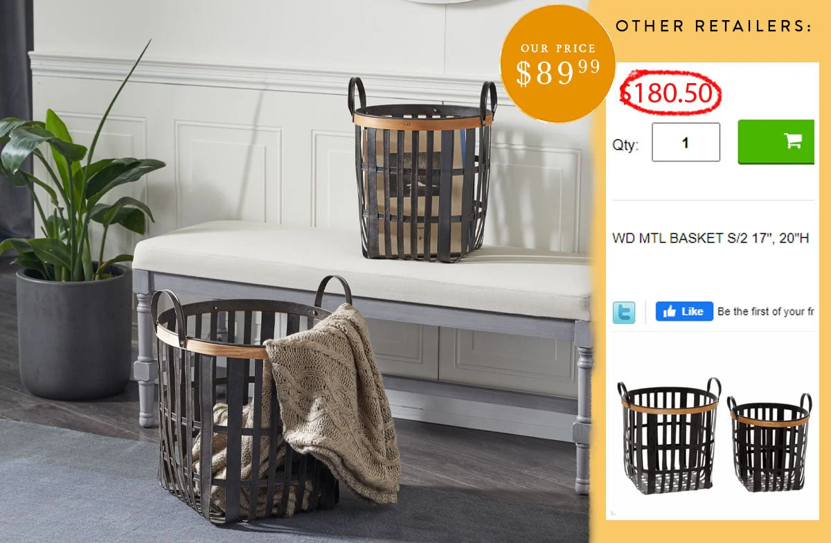 Metal Bushel Baskets With Handles, Set of 2