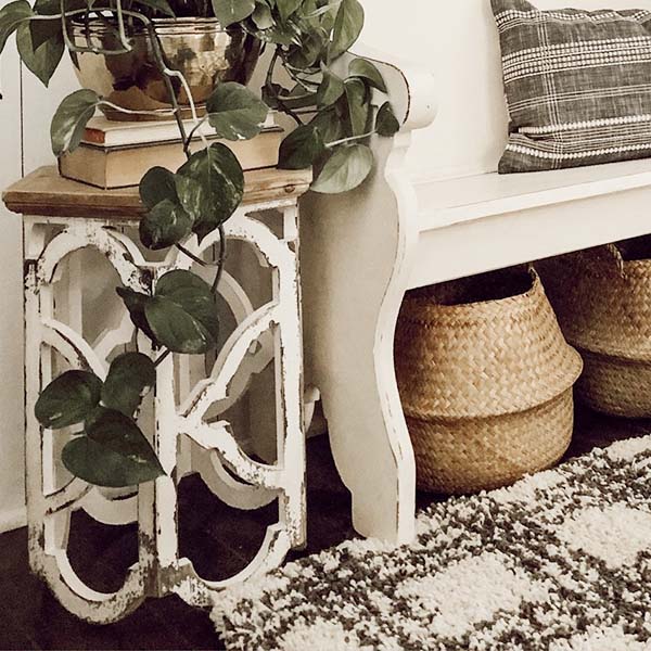 Distressed Wooden Scalloped Side Tables, Set of 2 - DES Exclusive