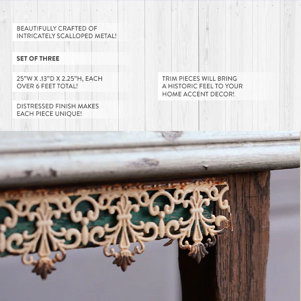 Scalloped Antique Metal Trim, Set of 3