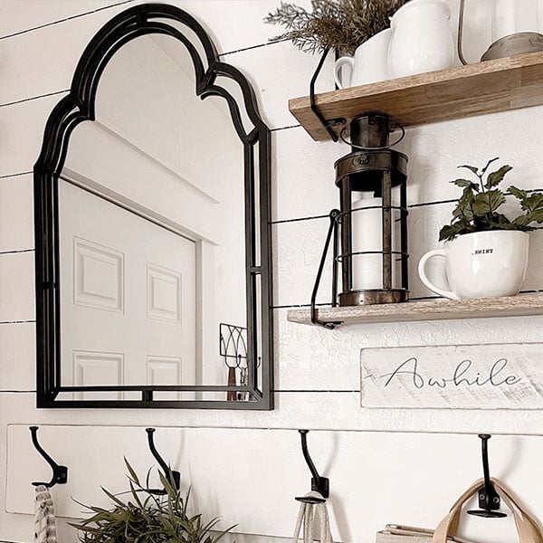 Scalloped Black Wall Mirror