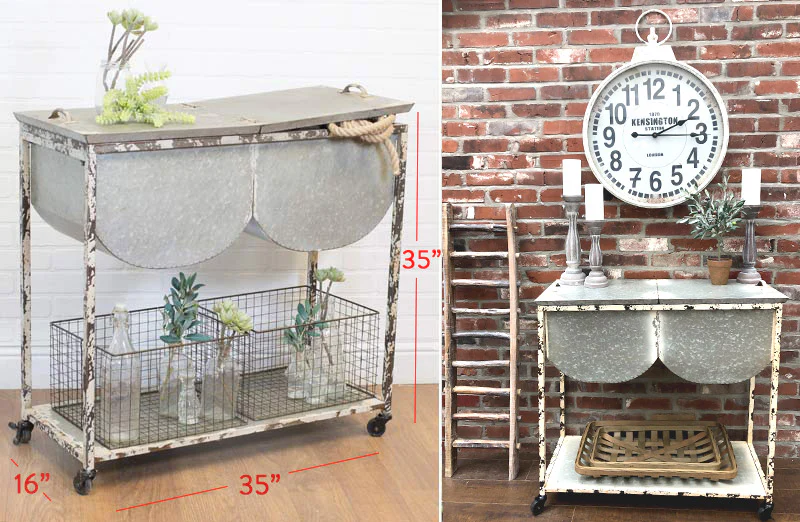 Distressed Wash Tub Accent Table