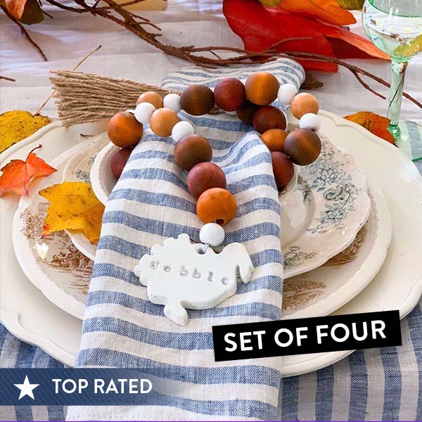 Thanksgiving Wooden Bead Garland, Set of Four
