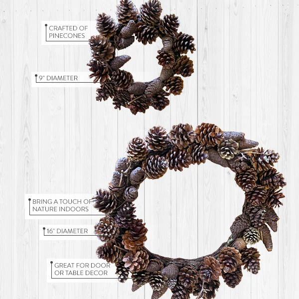 Layered Pinecone Wreaths, Set of 2