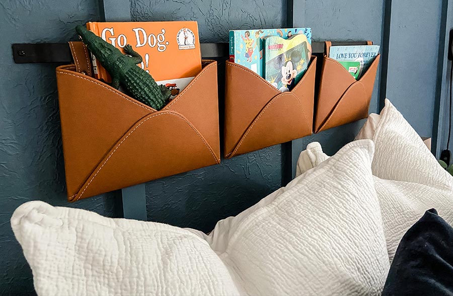 Three Pocket Leather Wall Organizer