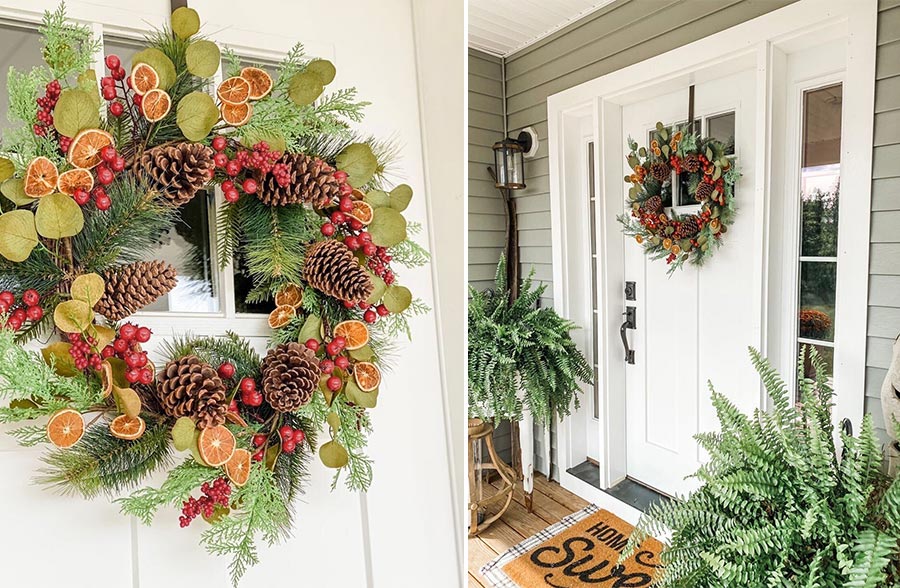 Premium Pine Wreath with Oranges and Berries